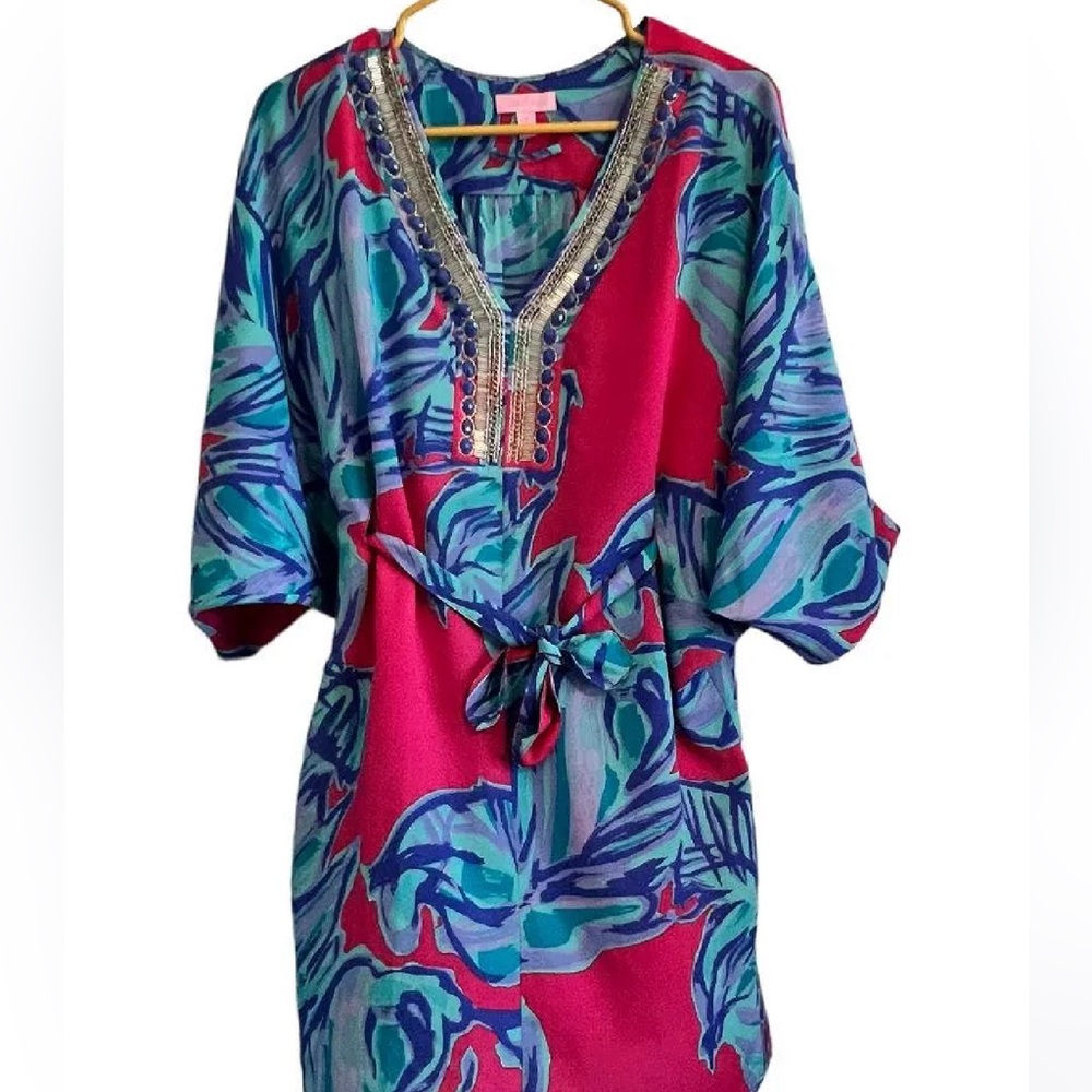 Lilly Pulitzer Wilda Caftan Chic Pink Sway Tunic Dress